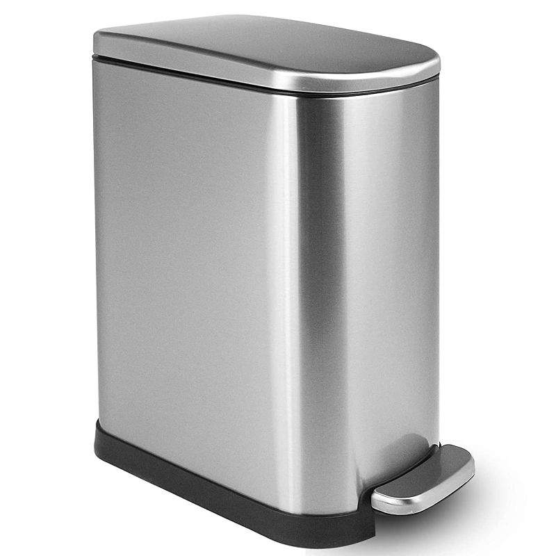 Photo 1 of 10 Liter/2.6 Gallon Stainless Steel Trash Can with Soft Close Lid, Removable Inner Wastebasket,Small Garbidge Can for Bathroom Bedroom Office,Anti-Fingerprint Brushed Finish,Silver
