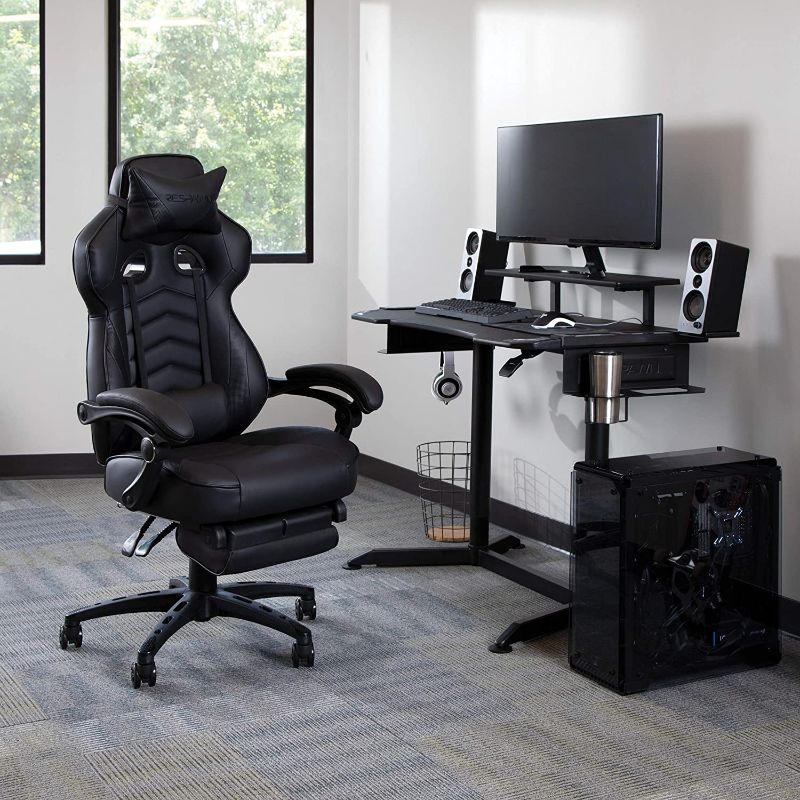 Photo 1 of RESPAWN 110 Racing Style Gaming Chair, Reclining Ergonomic Chair with Footrest, in Black (RSP-110-BLK)-Generation 1.0
