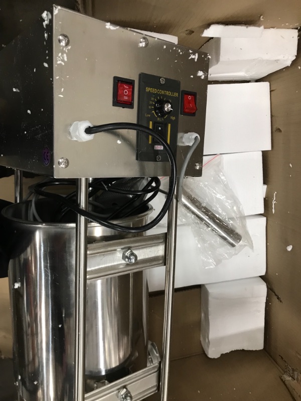 Photo 4 of ***PARTS ONLY*** VEVOR Electric Sausage Stuffer 12L/58.4 lbs Capacity,CE Standards Vertical Sausage Maker Various Speed Control, Stainless Steel Sausage Filler with 4 Sausage Tubes for Commercial and Home Use
