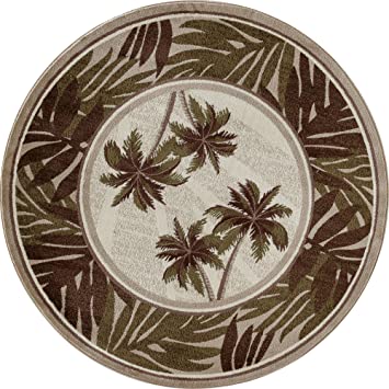 Photo 1 of Art Carpet Palm Coast Collection Tranquil Woven Round Area Rug, Round 5'3", Beige/Green
