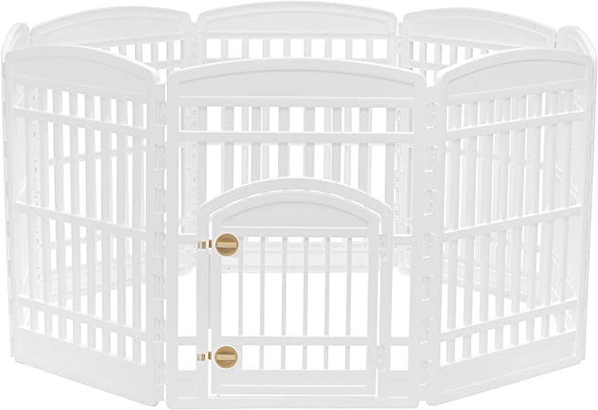 Photo 1 of IRIS USA 34'' Exercise 8-Panel Pet Playpen with Door, White
