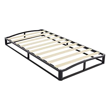 Photo 1 of Amazon Basics 6" Modern Metal Platform Bed with Wood Slat Support - Mattress Foundation - No Box Spring Needed, Twin
