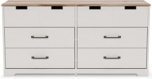 Photo 1 of *SEE COMMENT* Signature Design by Ashley Vaibryn Contemporary 6 Drawer Dresser, White & Wood Grain (52.72" W x 15.75" D x 26.26" H)
