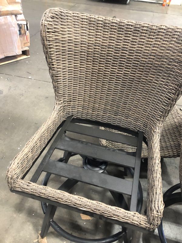 Photo 2 of *SEE NOTE* Hazelhurst Brown Wicker Outdoor Patio Swivel High Dining Chair