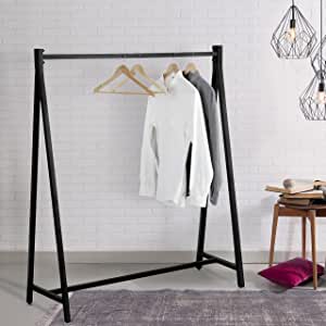 Photo 1 of MyGift 55-inch Modern Black Heavy Duty Metal Bedroom Clothing Hanger Freestanding Garment Rack Display Stand
