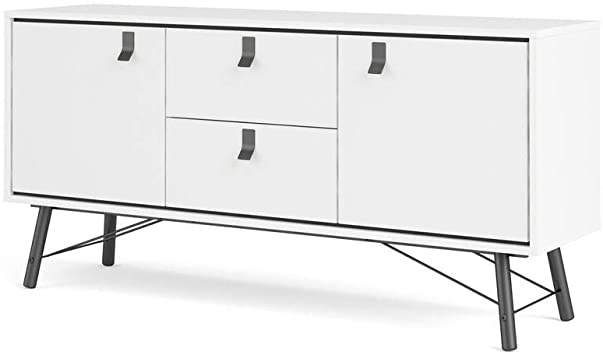 Photo 1 of *box 1 of 2, NOT COMPLETE*
Tvilum Door, 2 Drawer Sideboard, White Matte/Black (15.79"D x 59.17"W x 28.43"H)
