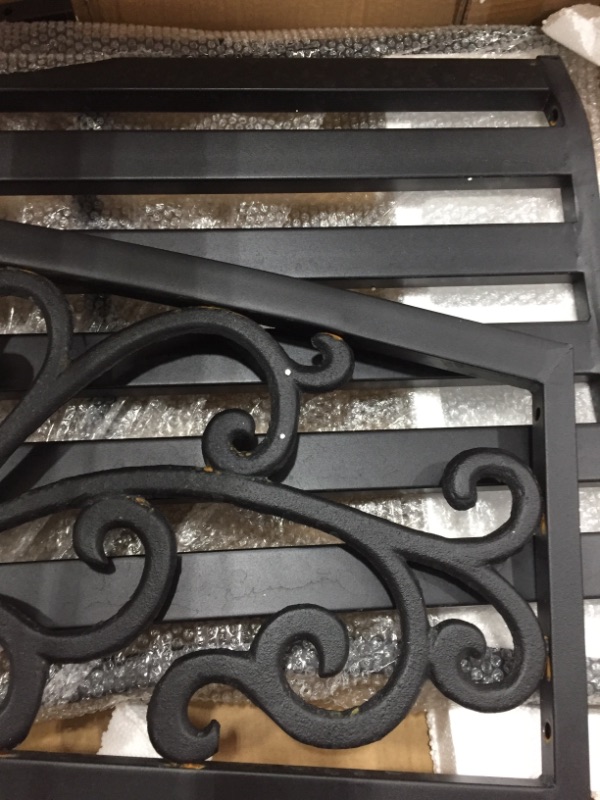 Photo 3 of **MINOR SCRATCHES** MISSING SOME HARDWARE** Outdoor 50" Garden Bench Patio Bench with Steel Frame Cast Iron for Backyard Porch Entryway Outdoor Park Yard,Black
