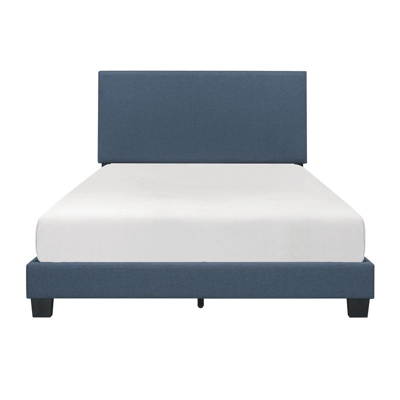 Photo 1 of **MINOR DAMAGE TO BACK OG HEADBOARD** Lexicon Nolens Contemporary Fabric Upholstered California King Bed in Blue
