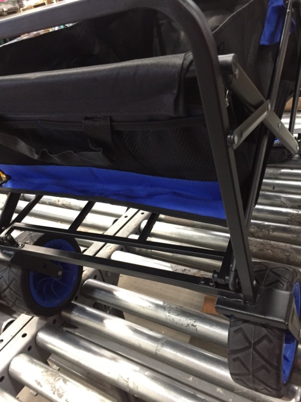 Photo 1 of **MINOR DAMAGE TO ONE WHEEL**  Heavy Duty Collapsible Folding All Terrain Utility Beach Wagon Cart, Blue/Black
