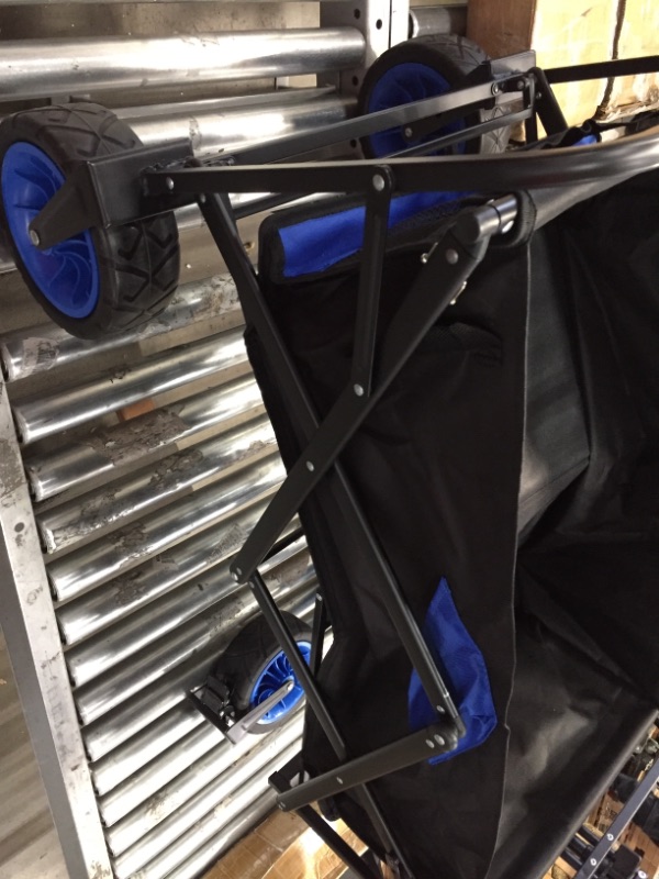 Photo 2 of **MINOR DAMAGE TO ONE WHEEL**  Heavy Duty Collapsible Folding All Terrain Utility Beach Wagon Cart, Blue/Black
