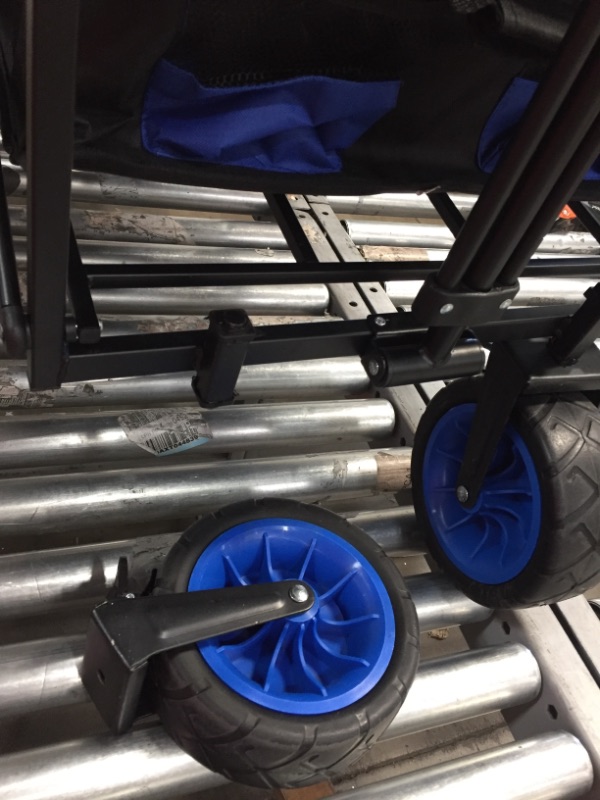 Photo 3 of **MINOR DAMAGE TO ONE WHEEL**  Heavy Duty Collapsible Folding All Terrain Utility Beach Wagon Cart, Blue/Black
