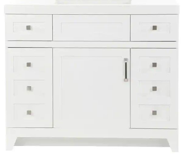 Photo 1 of ***MISSING SINK TOP** Home Decorators Collection
Rosedale 42 in. W x 19 in. D Bathroom Vanity in White with Cultured Marble Vanity Top in White with White Sink