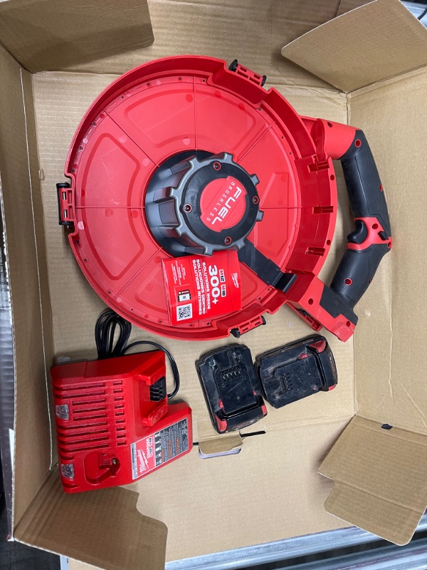 Photo 2 of ***PARTS ONLY*** Milwaukee
M18 Fuel 18-Volt Lithium-Ion Brushless Cordless Angler 240 ft. Steel Pulling Fish Tape Kit W/ (2) 2.0Ah Batteries

//tested, powers on