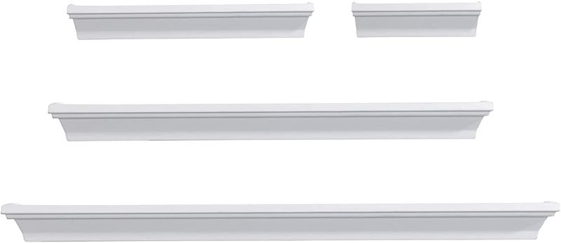 Photo 1 of Melannco Floating Wall Mount Molding Ledge Shelves, Set of 4, White