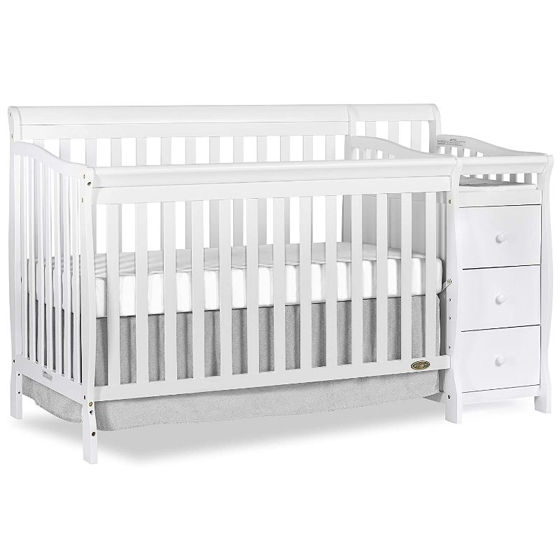 Photo 1 of Dream On Me 5-in-1 Brody Convertible Crib with Changer in Grey, Greenguard Gold Certified , 69x33.2x39.1 Inch (Pack of 1)