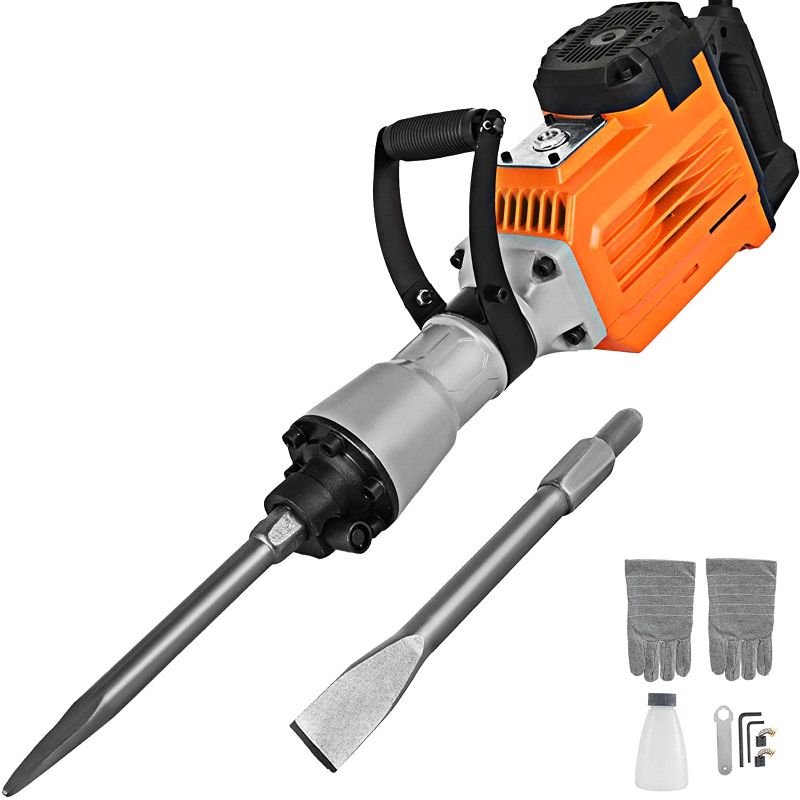 Photo 1 of ***PARTS ONLY*** VEVOR Demolition Jack Hammer 3600W Jack Hammer Concrete Breaker 1800 BPM Heavy Duty Electric Jack Hammer 4pcs Chisels Bit w/Gloves & 360°Swiveling Front Handle for Trenching, Chipping, Breaking Holes