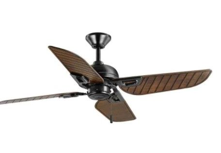 Photo 1 of Hampton Bay
Halpert 52 in. Indoor/Outdoor Matte Black Wet Rated Downrod Ceiling Fan with 4 Weatherproof, ABS QuickInstall Blades