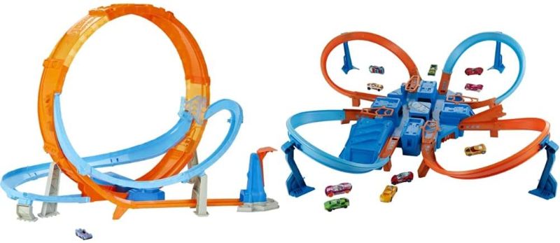 Photo 1 of Hot Wheels Massive Loop Mayhem Track Set & 1 1:64 Scale Car, Designed for Multi-Car Play, Gift for Kids 5 Years Old & Up & Criss Cross Crash Track Set [Amazon Exclusive]