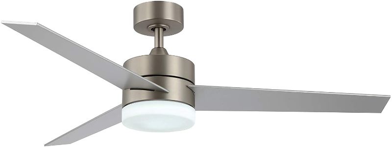 Photo 1 of WINGBO 52’’ Modern Ceiling Fan with Lights and Remote Control, Contemporary Ceiling Fan Brushed Nickel, 3 Reversible Blades, Indoor LED Ceiling Fan for Kitchen Bedroom Living Room, ETL Listed
