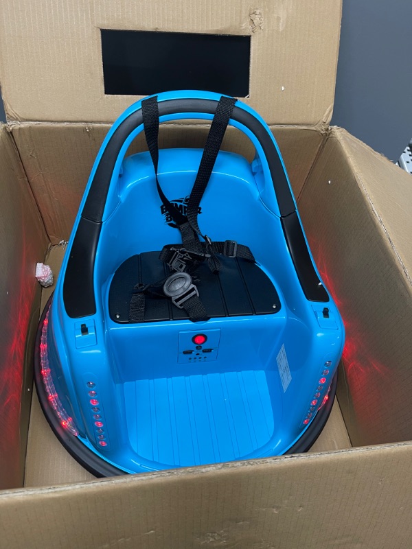 Photo 2 of **DEFECTIVE// ITEM TURNS ON BUT ONLY DRIVES IN CIRCLES**
Ride On Electric Bumper Car for Kids & Toddlers, 12V 2-Speed BLUE
