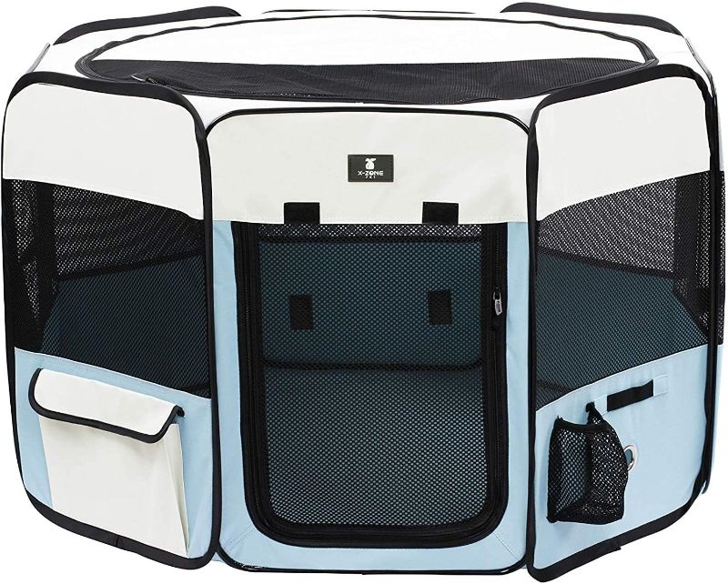 Photo 1 of X-ZONE PET Portable Foldable Pet Dog Cat Playpen Crates Kennel/Premium 600D Oxford Cloth,Removable Zipper Top, Indoor and Outdoor Use