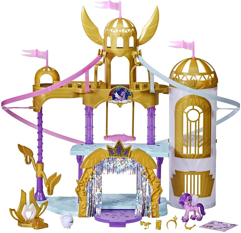 Photo 1 of My Little Pony: A New Generation Movie Royal Racing Ziplines - 22-Inch Castle Playset Toy with 2 Moving Ziplines, Princess Pipp Petals Figure