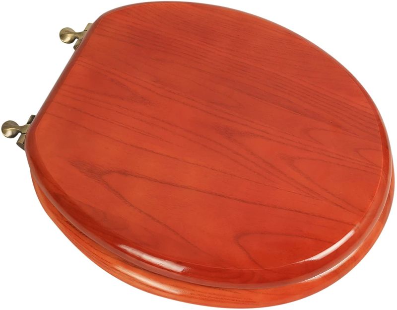 Photo 1 of Bath Décor 5F1R2-15AB Deluxe Wood Toilet Seat, American Redwood/Antique Brass