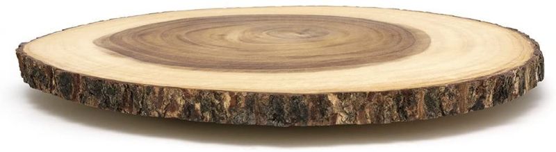 Photo 1 of Lipper International Acacia Wood Large Slab Lazy Susan with Bark Rim