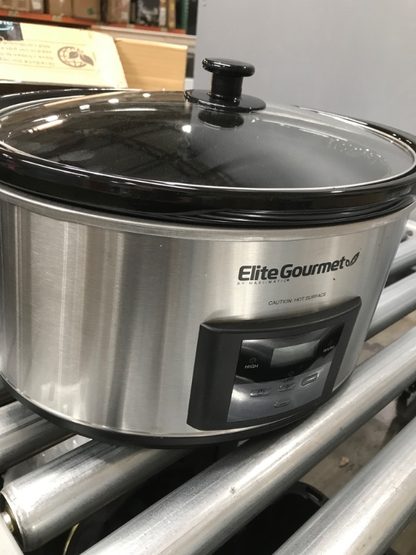 Photo 2 of Elite Gourmet MST-900D Digital Programmable Slow Cooker, Oval Adjustable Temp, Entrees, Sauces, Stews & Dips, Dishwasher Safe Glass Lid & Crock (8.5 Quart, Stainless Steel)