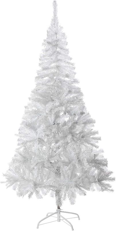 Photo 1 of Amazing Seasons 6 Ft. White Christmas Tree | Snow White Branches with Sturdy Metal Base | Unlit Artifical White Pine (AU-IT6-600-WHT)