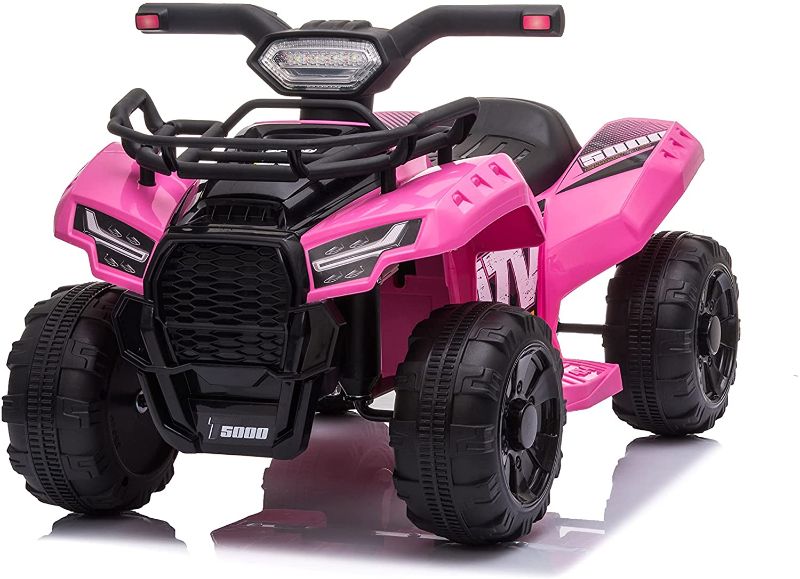 Photo 1 of PRIME CLUB Kids Ride-On Car ATV 6V Battery Powered Electric Quad with LED Lights, Music, USB/Mp3 Plug for Toddlers Boys Girls(Pink)