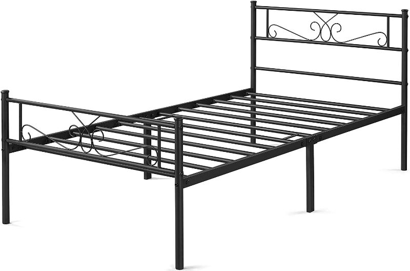 Photo 1 of  Classic Metal Bed Frame with Headboard Mattress Foundation/Platform Bed/Slatted Bed Base,Twin Size

