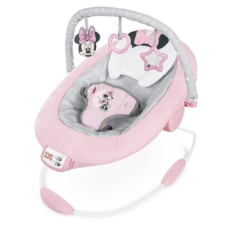 Photo 2 of Bright Starts Minnie Mouse Rosy Skies Cradling Bouncer with Vibrating Seat & Melodies , Pink , 23x19x23 Inch (Pack of 1)