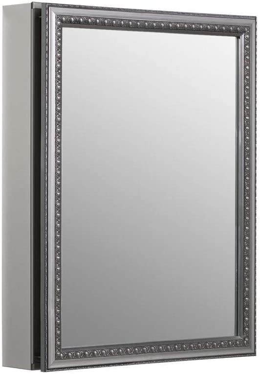 Photo 1 of KOHLER K-CB-CLW2026SS 20 inch x 26 inch Aluminum Bathroom Medicine Cabinet with Decorative Silver Framed Mirror Door; Recess or Surface Mount 