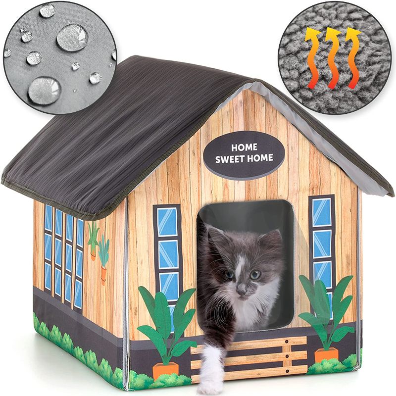 Photo 1 of PETYELLA Heated cat Houses for Outdoor Cats in Winter - Heated Outdoor cat House Weatherproof - Outdoor Heated cat House - Easy to Assemble