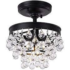 Photo 1 of Wellmet Modern Small Crystal Chandelier, Black Single Light Semi Flush Mount Crystal Lights for Hallway, Small Close to Ceiling Lighting Fixture for Foyer, Bedroom, Kitchen, Bar [Energy Class E]
