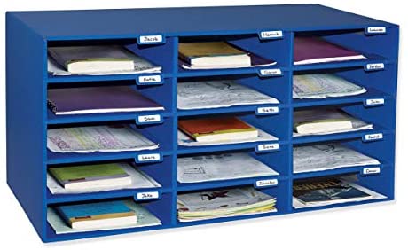 Photo 1 of Pacon® 70% Recycled Mailbox Storage Unit, 15 Slots, Blue
