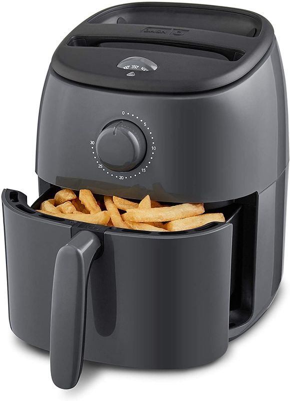 Photo 1 of DASH DCAF200GBGY02 Tasti Crisp Electric Air Fryer Oven Cooker with Temperature Control, Non-Stick Fry Basket, Recipe Guide + Auto Shut Off Feature, 1000-Watt, 2.6Qt, Grey