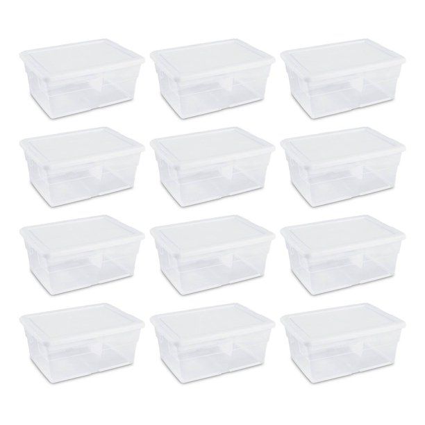 Photo 1 of *MISSING 4 containers and lids* 
Sterilite 16 Quart Stackable Clear Plastic Storage Container w/Latching Lid, (12 Pack)
