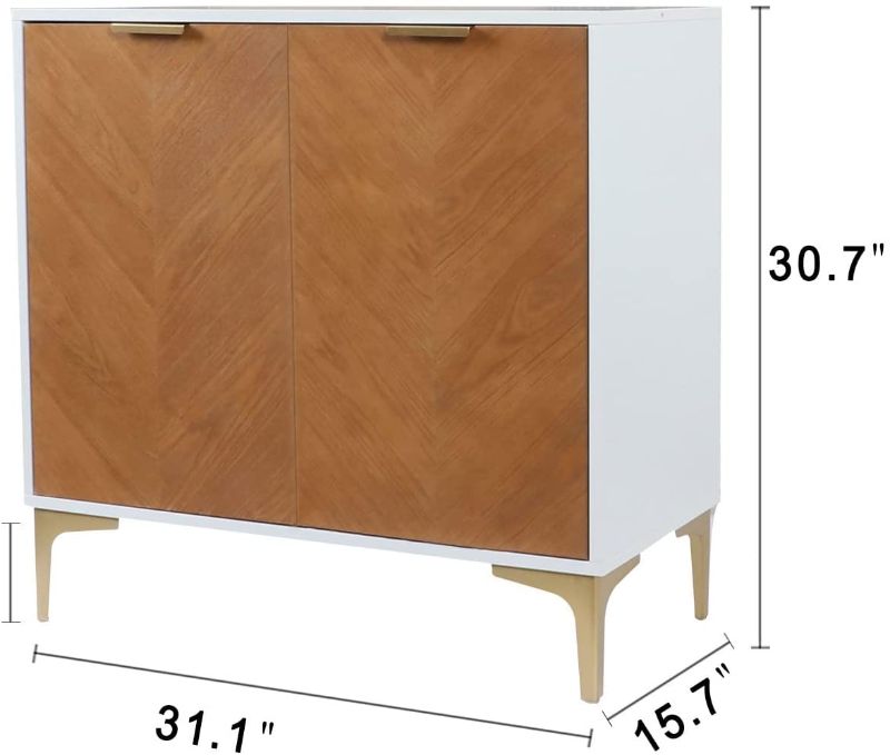 Photo 1 of *NOT exact stock picture, use for reference* 
Anmytek Modern 2 Door Accent Storage Cabinet, Natural Wood Sideboard Furniture with Adjustable Shelf 
