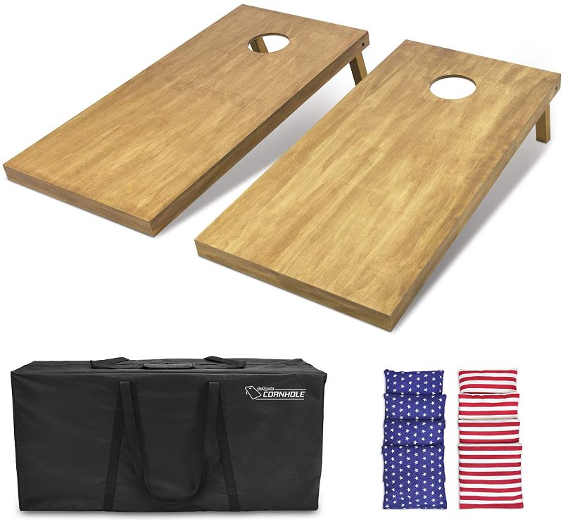 Photo 1 of *MISSING bean bags*
GoSports 4feet x 2feet Regulation Size Wooden Cornhole Boards Set - Includes Carrying Case and Bean Bag 
