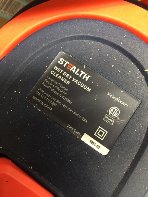 Photo 1 of *USED*
Stealth ECV05P1 Wet Dry Vacuum Cleaner, Shop Vacuum with Blower, 5 Gallon 5.5 Peak HP, Portable Shop Vacuum with Attachments
