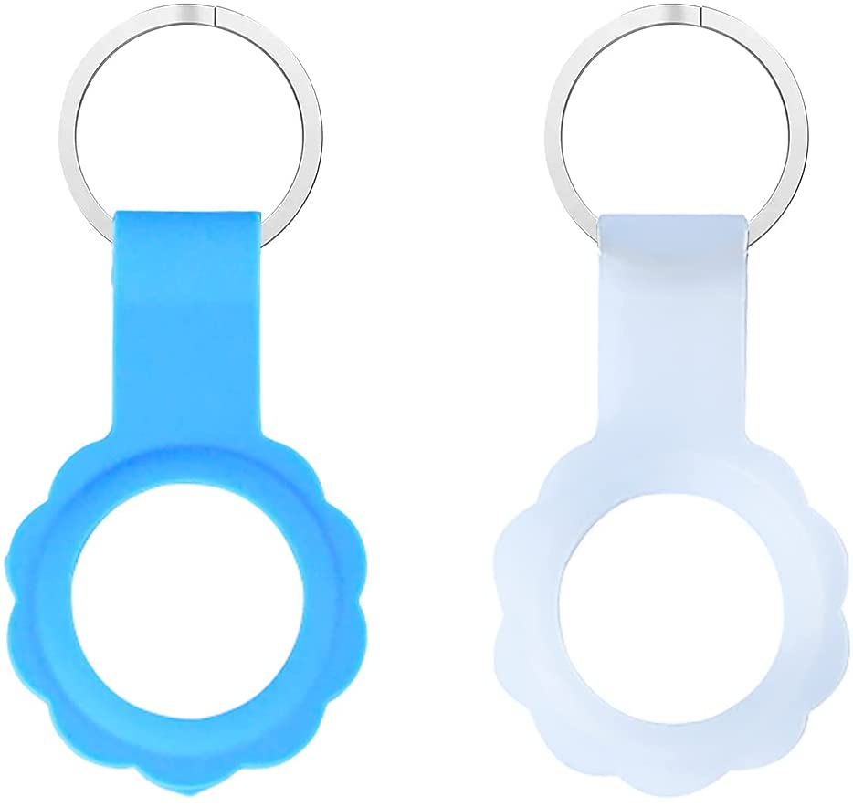 Photo 1 of 2 Pack AirTag Case, Silicone Case Cover with Key Ring, (White/Blue)
