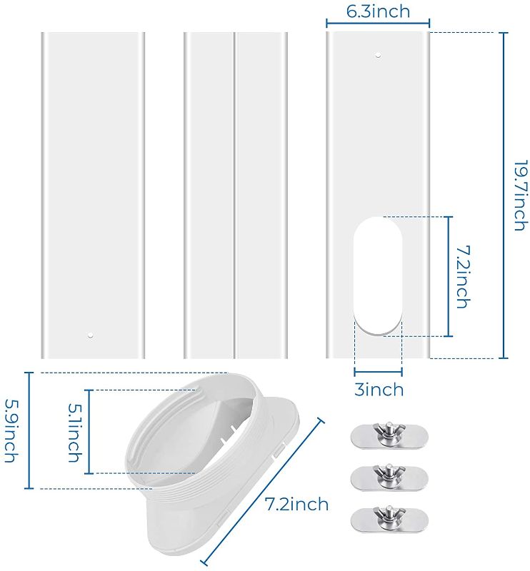 Photo 1 of *MISSING manual*
INOMO Portable Air Conditioner Sliding Window Kit with Universal Coupler Adapter, Upgraded Seamless Adjustable Sliding AC Vent Kit for Ducting Exhaust Hose of 5.1 Inches/5.9Inches
