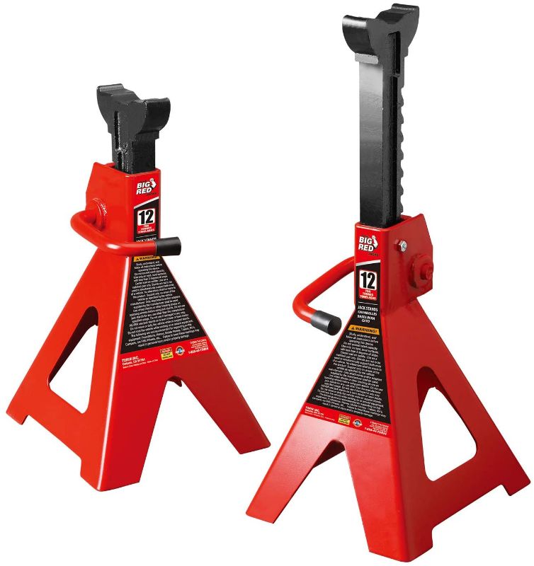 Photo 1 of **MISSING ONE BLACK BAR**
BIG RED T41202 Torin Steel Jack Stands: 12 Ton (24,000 lb) Capacity, Red, 1 Pair
