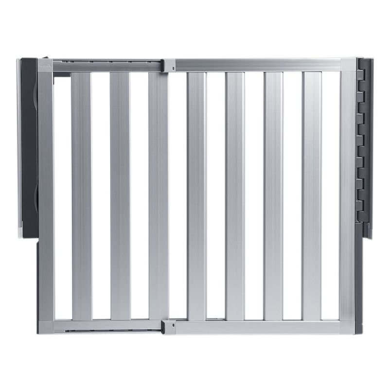 Photo 1 of Munchkin Loft Hardware Mounted Baby Gate for Stairs, Hallways and Doors, Extends 26.5"- 40" Wide, Silver Aluminum
