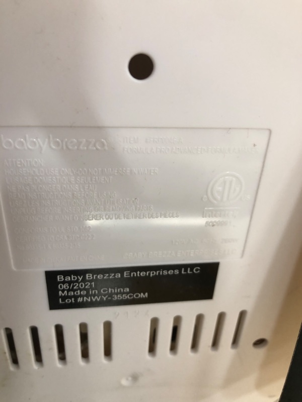 Photo 3 of New and Improved Baby Brezza Formula Pro Advanced Formula Dispenser Machine - Automatically Mix a Warm Formula Bottle Instantly - Easily Make Bottle with Automatic Powder Blending