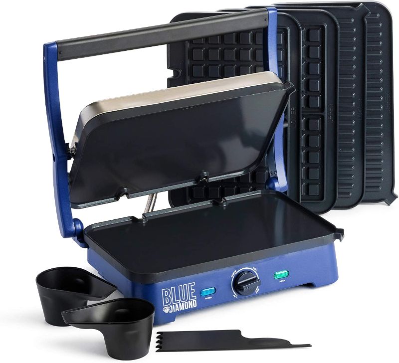 Photo 1 of Blue Diamond Cookware Sizzle Griddle Super Deluxe Ceramic Nonstick Electric Griddle, Grill, and Waffle Maker