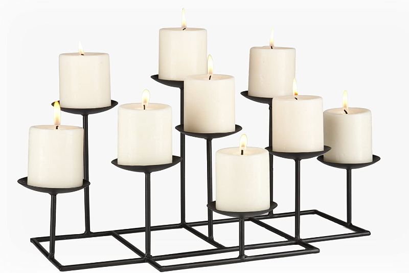 Photo 1 of SEI Furniture 9 Candle Wrought Iron Candelabra, Matte Black