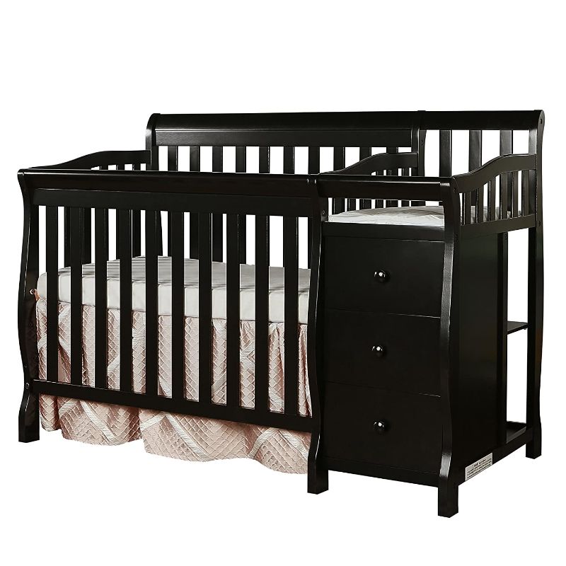 Photo 1 of Dream On Me Jayden 4-in-1 Mini Convertible Crib And Changer in Black, Greenguard Gold Certified